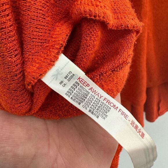 Free People Beach Women’s Julianna Terry Cloth Orange Tunic Long Sleeve Top - Picture 6 of 8